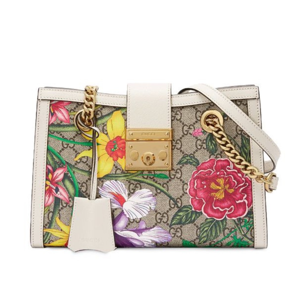 Padlock GG Floral small shoulder bag